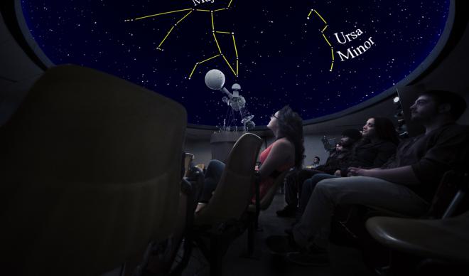 Crowds enjoy the view at the Whittenberger Planetarium.