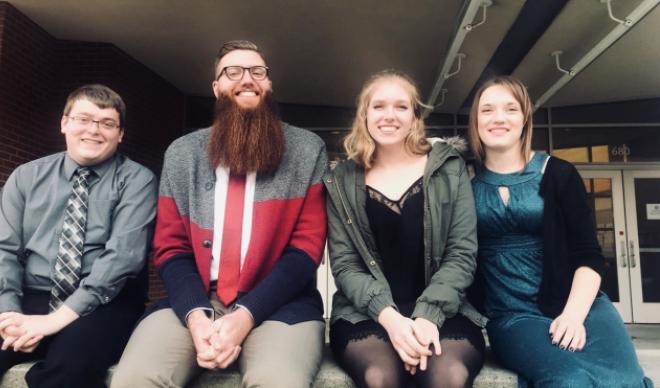 Eli Rolapp, Bryan Weatherston, Micaela Hulsey and Hannah Sorenson at WSU for NATS competition