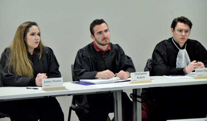 Justices in Mock Court hearings
