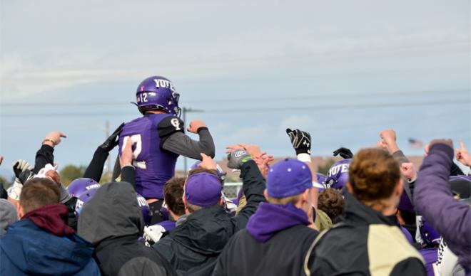 Football team celebrates big win