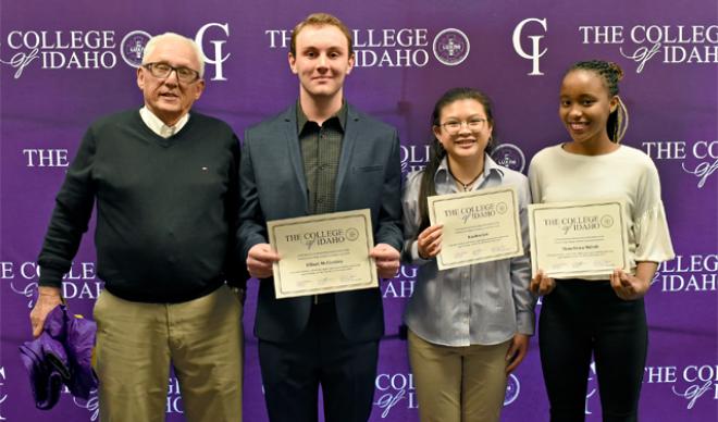 Duane Stueckle with scholarship recipients