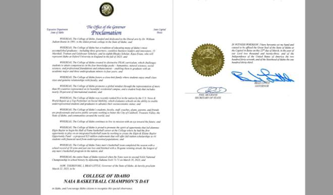 Governor Brad Little's Proclamation