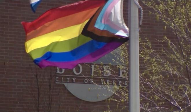 Pride flag at the City of Boise 