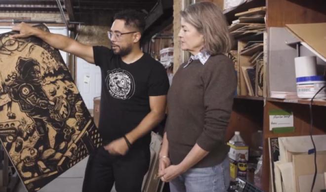Reinaldo Gil Zambrano showcasing his art