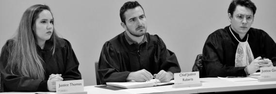 Students serving in mock Supreme Court event