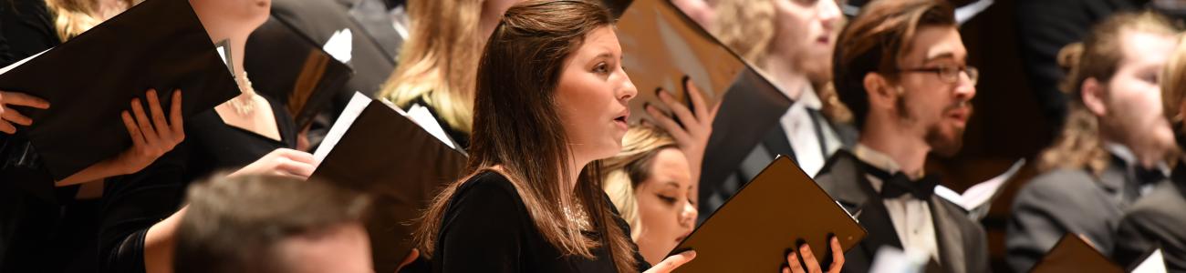 Student choir at a performance