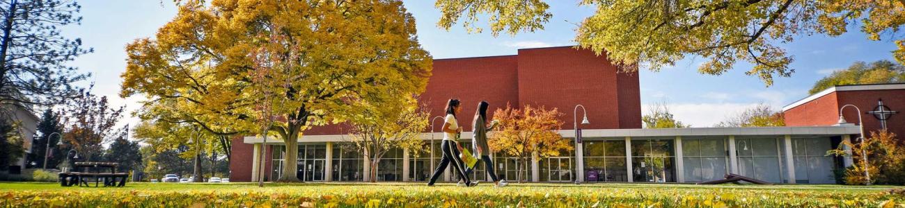 A fall photo of a campus building