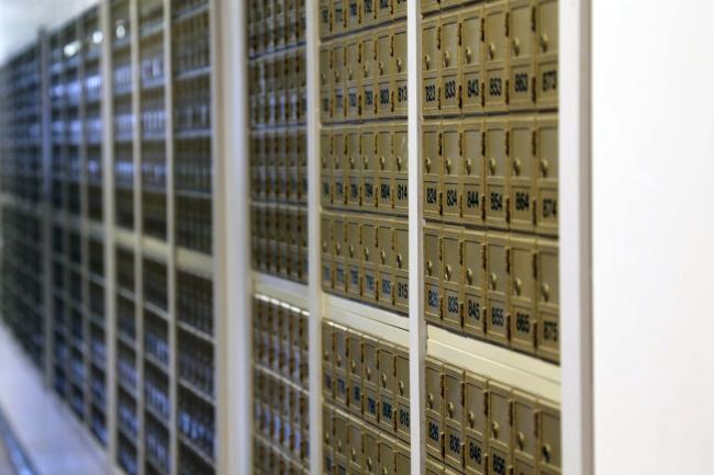 Student mailboxes in McCain