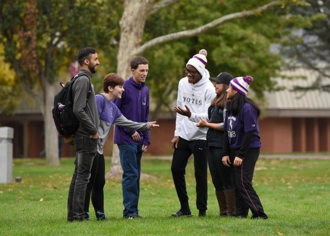 Smiling students on campus