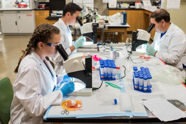 Students and Professor in lab