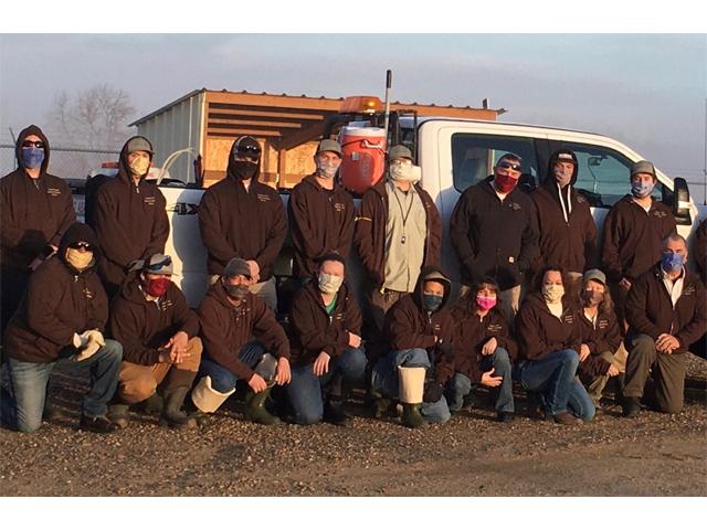 Crew wearing masks